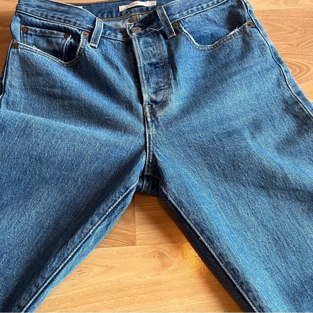 Levi’s Premium Wedgie Straight Jeans Size 27 Blue High Rise Button Fly - Picture 9 of 17